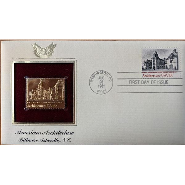 American Architecture Biltmore Asheville, NC Gold Stamp Replica First Day Cover