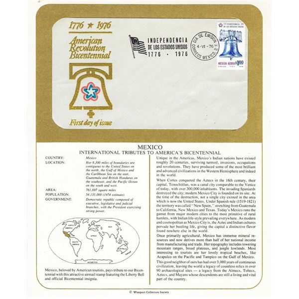 Mexico - International Tributes to America's Bicentennial FDC