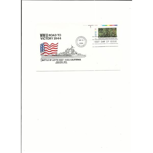 WWII Road to Victory 1944 - U.S.S. Normandy - First Day Cover - Jun 6th 1994