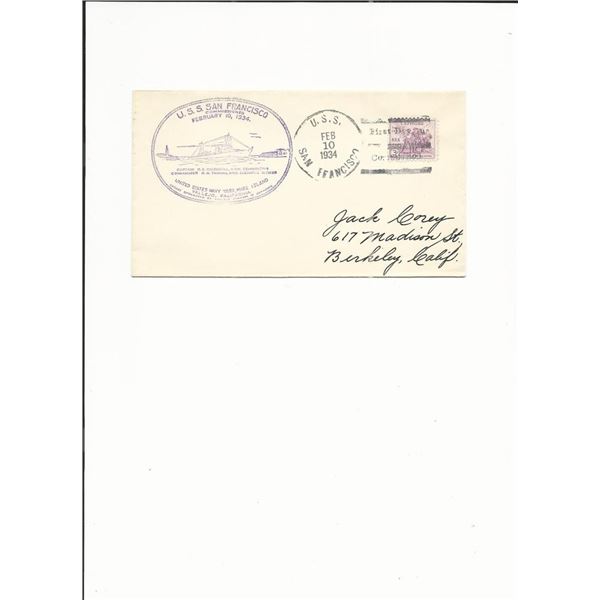 U.S.S. San Francisco - First Day Cover  - 1934