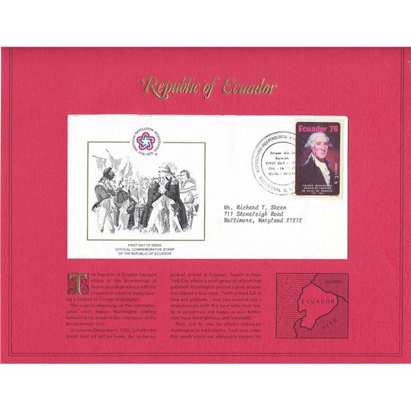 Republic of Ecuador - American Bicentennial Commemorative FDC