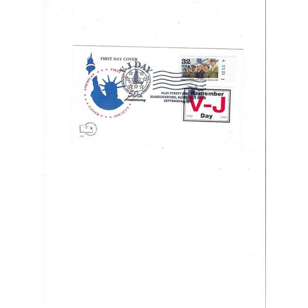 V-J Day 50th Anniversary - First Day Cover - Sep 2nd 1995 - Harrodsburg, Kentucky