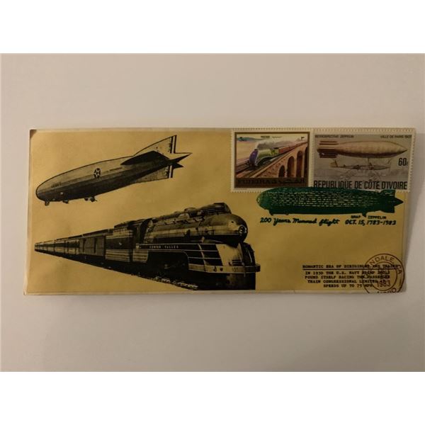 Romantic Era of Dirigibles and Trains - First Day Cover - ZMC-2 U.S. Navy Blimp & Passenger Train Co