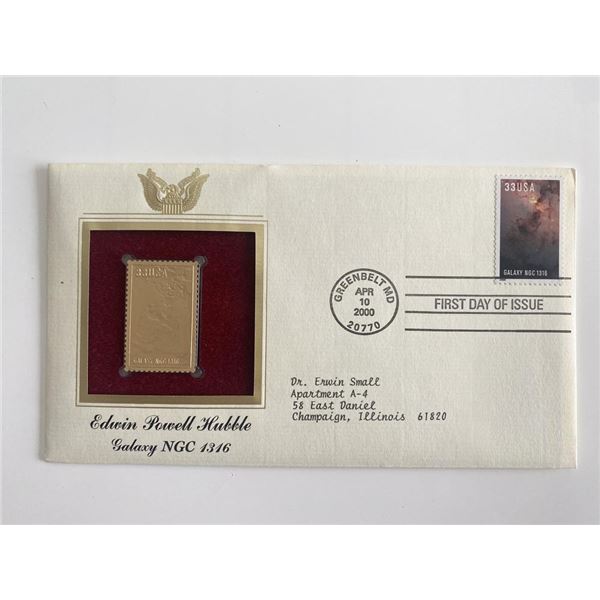 Edwin Powell Hubble Galaxy NGC 1316 Gold Stamp Replica First Day Cover