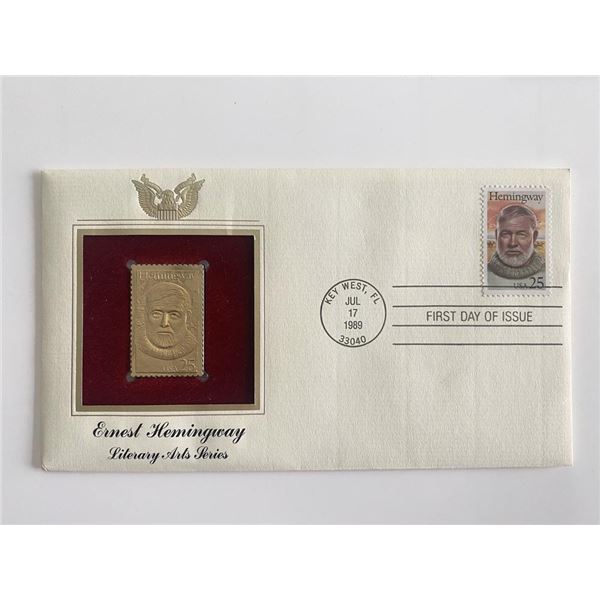 Ernest Hemingway Literary Arts Series Gold Stamp Replica First Day Cover