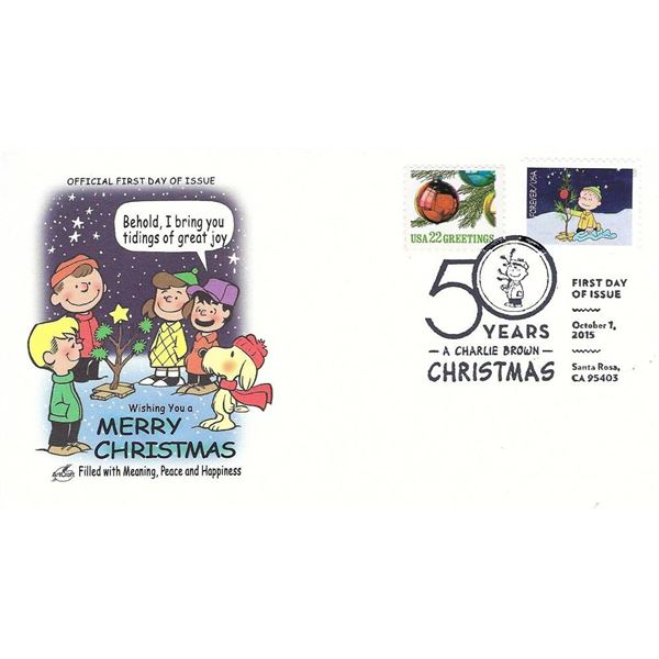 Wishing You a Merry Christmas - A Charlie Brown Christmas 50 Years Celebration FDC