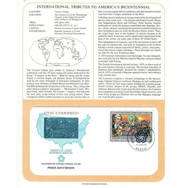 Comoro Islands - International Tributes to America's Bicentennial FDC