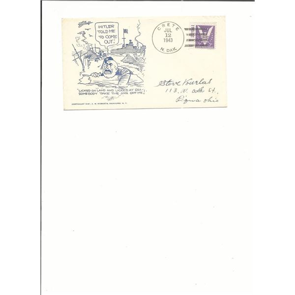 Crete, N. Dak. - First Day Cover - WWII Mussolini - 1943