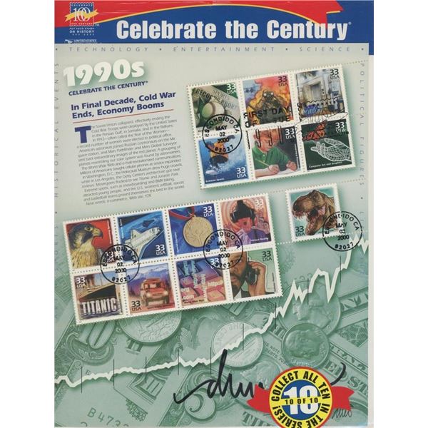 Celebrate the Century 1990s - Sheet of Fifteen Stamps. First Day of Issue Cover