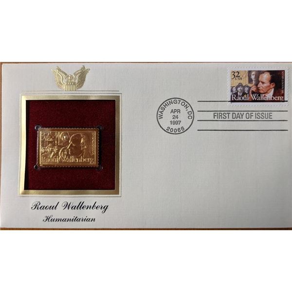 Raoul Wallenberg Humanitarian Gold Stamp Replica First Day Cover