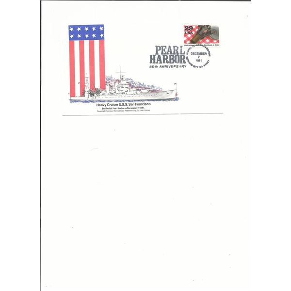Pearl Harbor 50th Anniversary - Ship Cover - U.S.S. San Francisco -  Redwood City, CA. - 1991