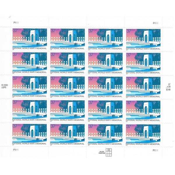 National World War 2 Memorial USA Stamp Sheet