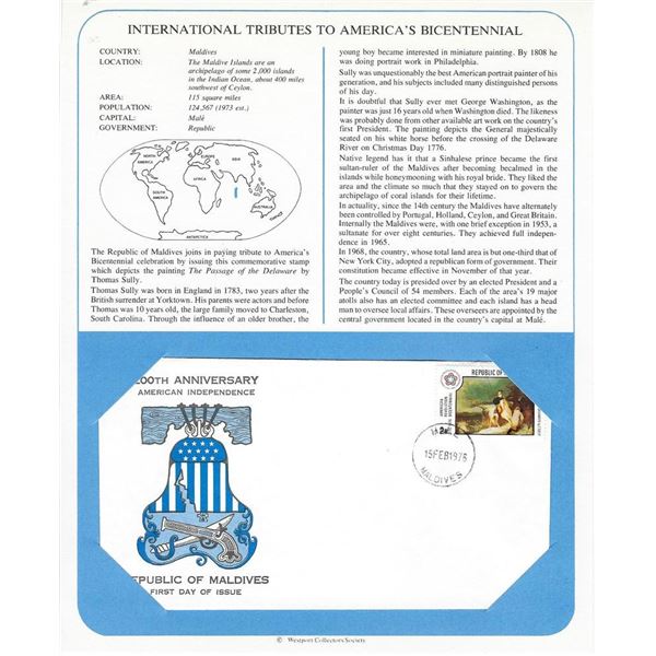 Maldives - International Tributes to America's Bicentennial FDC
