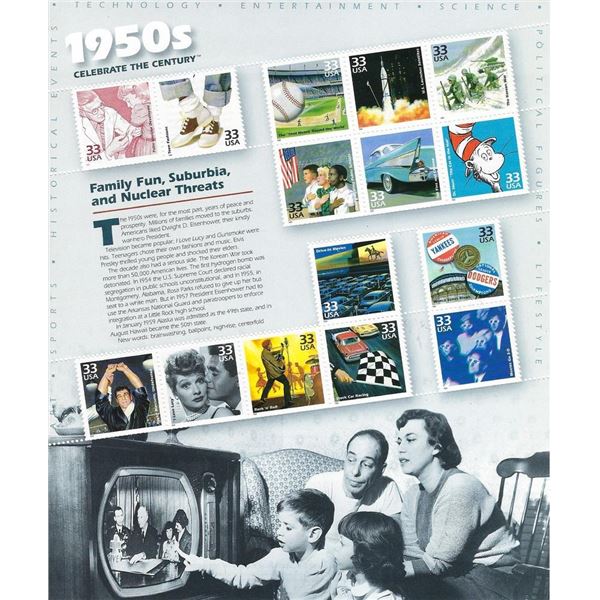 1950s Celebrate the Century Stamp Sheet