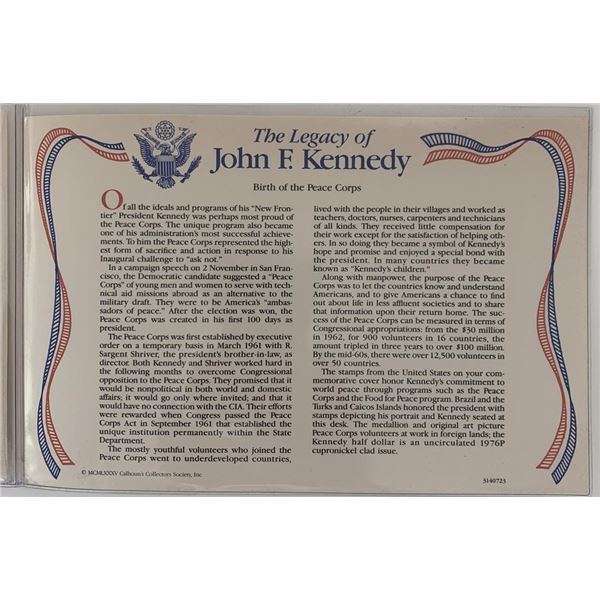 John F. Kennedy commemorative cover with coin