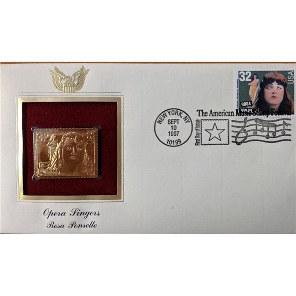Opera Singers Rosa Ponselle Gold Stamp Replica First Day Cover