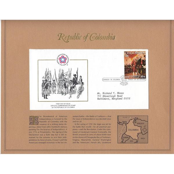 Republic of Colombia - American Bicentennial Commemorative FDC