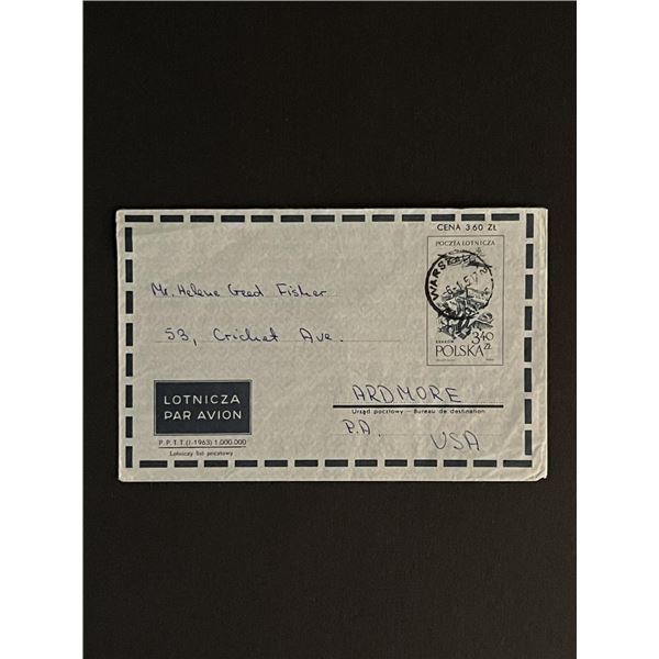 1957 Poland Stamped Airmail Envelope