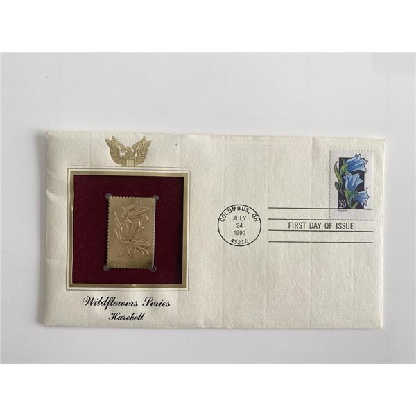 Wildflower Series Harebell Gold Stamp Replica First Day Cover