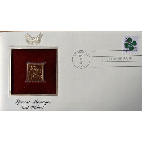 Special Messages Best Wishes Gold Stamp Replica First Day Cover