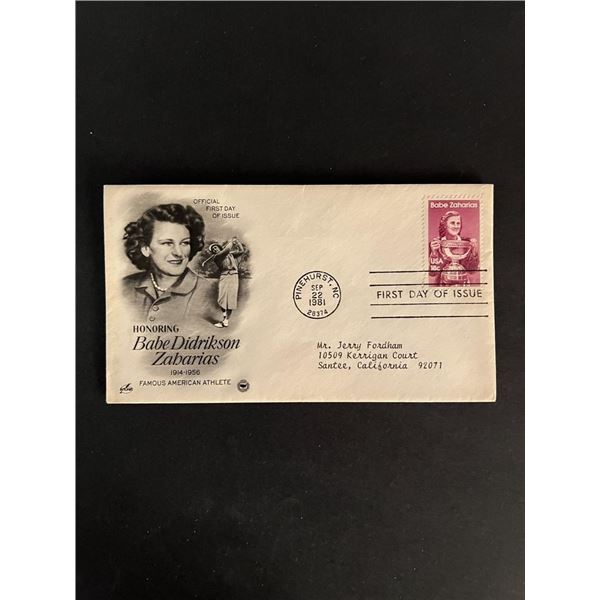 Babe Didricson Zabarias American Athlete First Day Cover