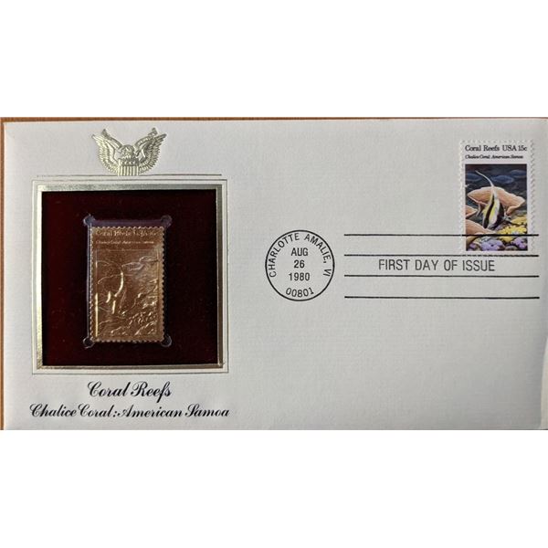 Coral Reefs Chalice Coral, American Samoa Gold Stamp Replica First Day Cover