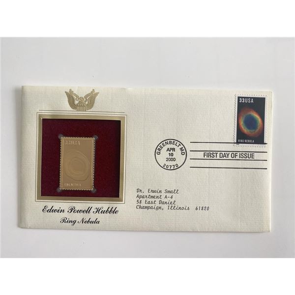 Edwin Powell Hubble Ring Nebula Gold Stamp Replica First Day Cover