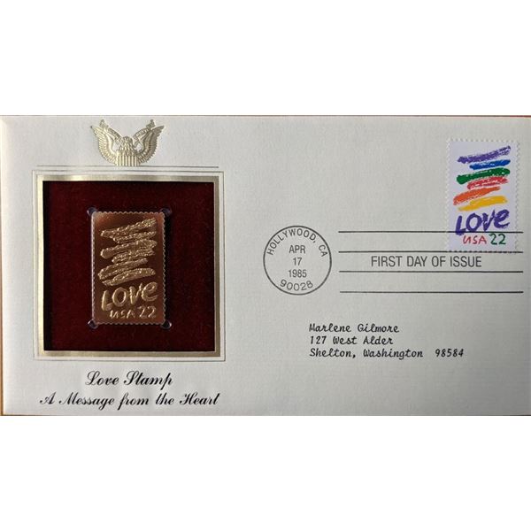 Love Stamp A Message From The Heart Gold Stamp Replica First Day Cover