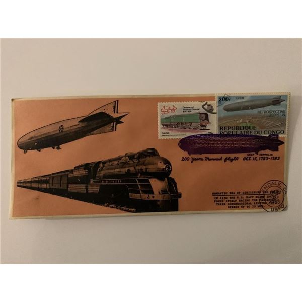Romantic Era of Dirigibles and Trains - First Day Cover - ZMC-2 U.S. Navy Blimp & Passenger Train Co