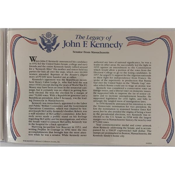 John F. Kennedy commemorative cover with coin