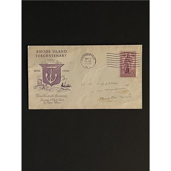 1936 Rhode Island Tercentenary First Day Cover