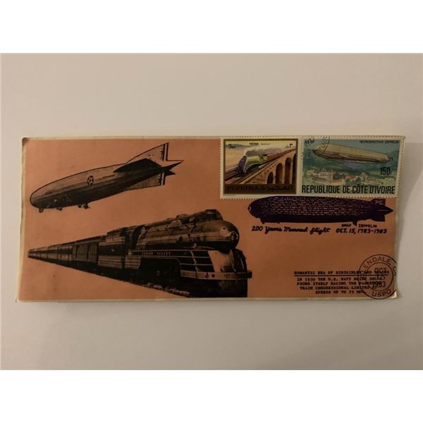 Romantic Era of Dirigibles and Trains - First Day Cover - ZMC-2 U.S. Navy Blimp & Passenger Train Co