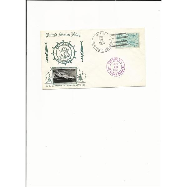 U.S.S F.D. Roosevelt Navy Day 1953 - Crosby Ship  Cover