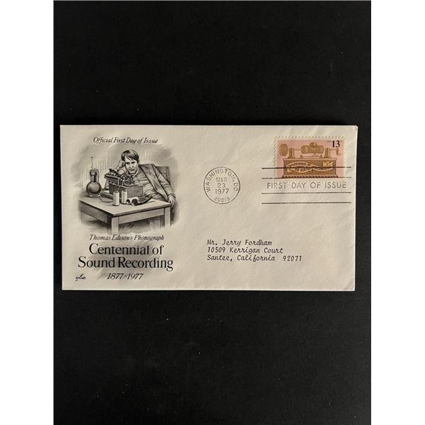 Thomas Edison Centennial of Sound Recording First Day Cover
