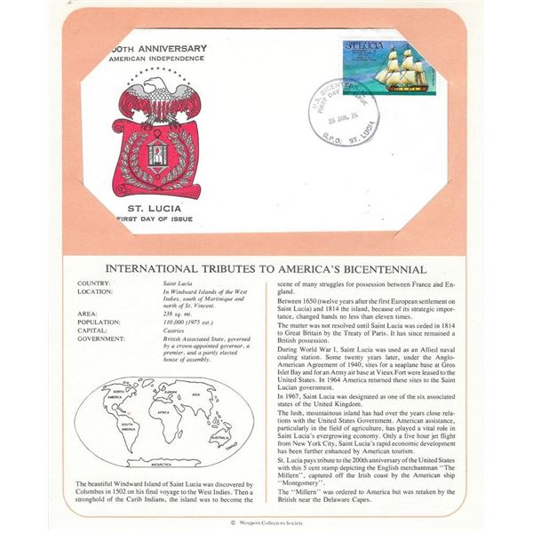 Saint Lucia - International Tributes to America's Bicentennial FDC