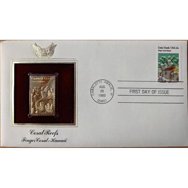 Coral Reefs Finger Coral, Hawaii Gold Stamp Replica First Day Cover