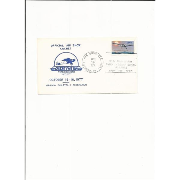 Golden Wings over Richmond - First Day Cover - Virginia - 1977