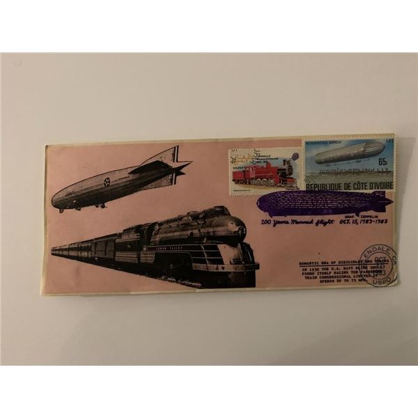 Romantic Era of Dirigibles and Trains - First Day Cover - ZMC-2 U.S. Navy Blimp & Passenger Train Co