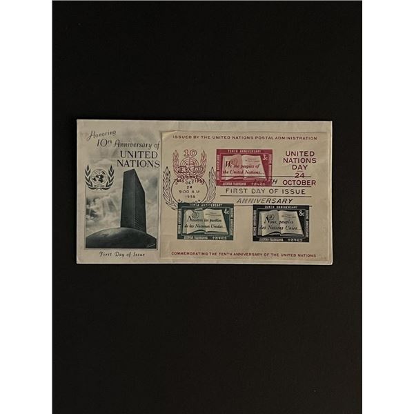 1955 First Day Cover Commemorating the 10th Anniversary of the United Nations