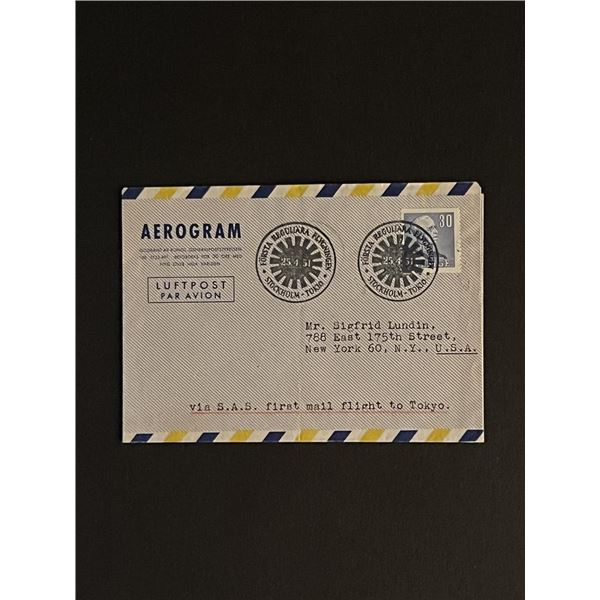 1951 Sweden First Flight to Tokyo First Day Cover