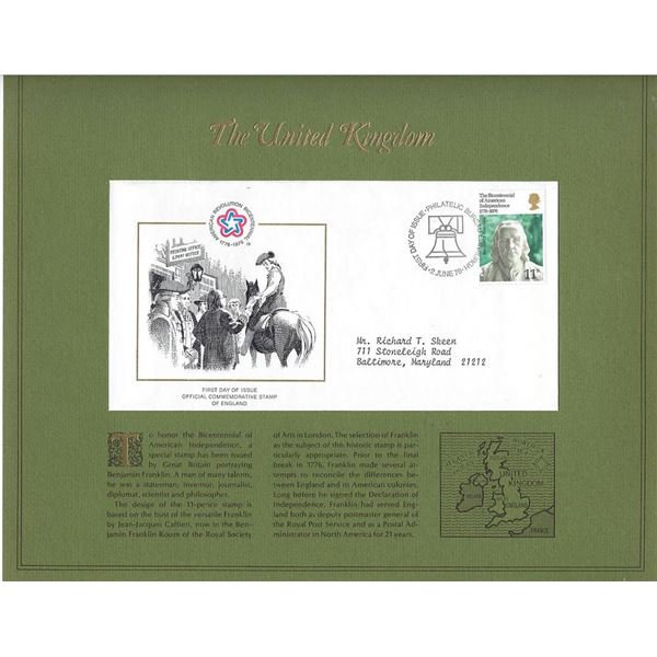 The United Kingdom - American Bicentennial Commemorative FDC