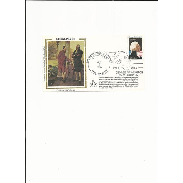 George Washington 250th Anniversary - Masonic Cover - Virginia - 1962