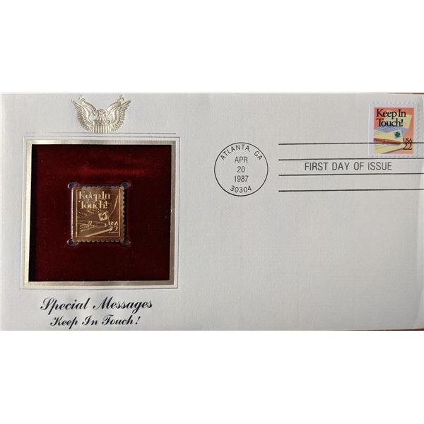 Special Messages Keep In Touch Gold Stamp Replica First Day Cover