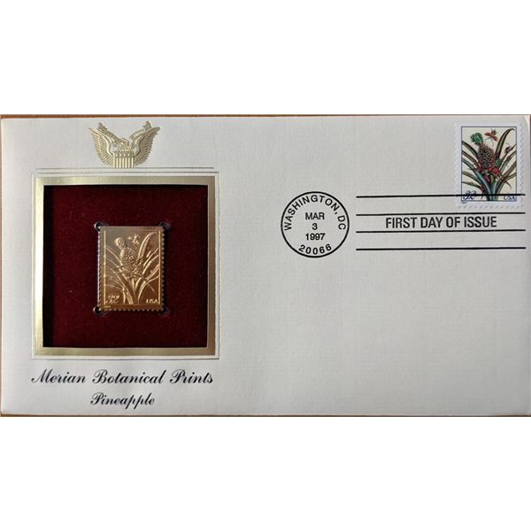 Merian Botanical Prints Pineapple Gold Stamp Replica First Day Cover