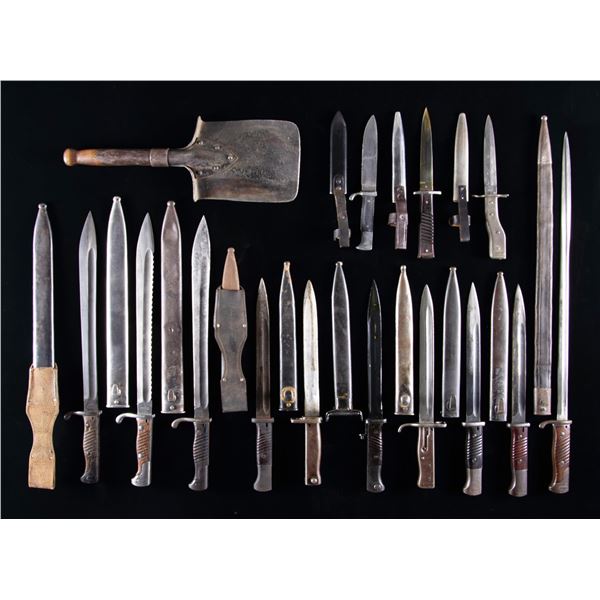 LOT OF MOSTLY GERMAN BAYONETS & EDGED WEAPONS.