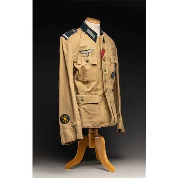 WWII GERMAN TROPICAL KHAKI INFANTRY TUNIC FOR AN