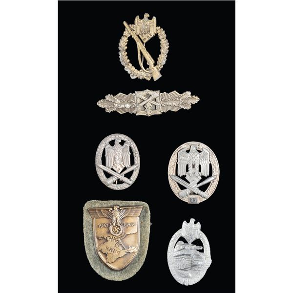 6 WWII GERMAN ARMY BADGES AND AWARDS.