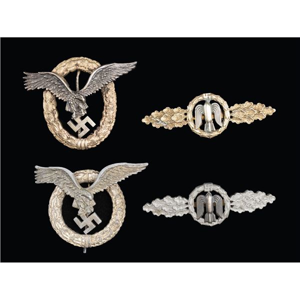 4 WWII GERMAN LUFTWAFFE BADGES AND AWARDS.