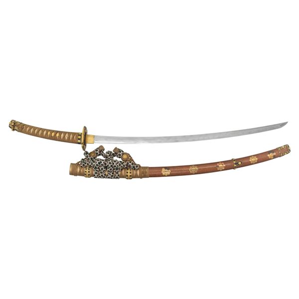 EXQUISITE JAPANESE GOLD DECORATED KATANA WITH