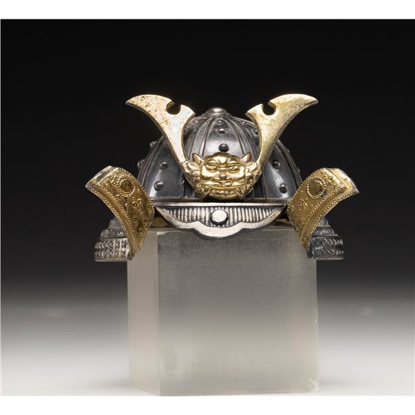 JAPANESE SAMURAI HELMET INKWELL.